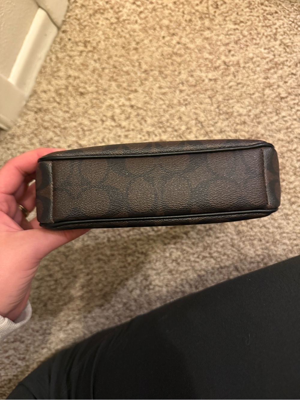 Coach Dark Brown Signature Canvas Shoulder Bag with Black Strap - Picture 8 of 9